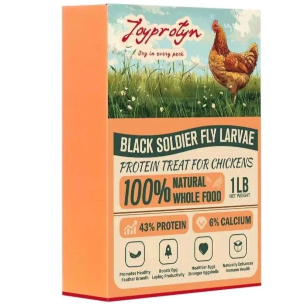 Joyprotyn 1LB Dried Black Soldier Fly Larvae for Chickens Birds Ducks Geese Pets